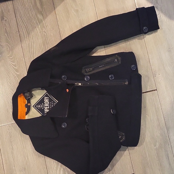 Superdry Navy Label Button-up Short Peacoat (S) - Picture 2 of 9